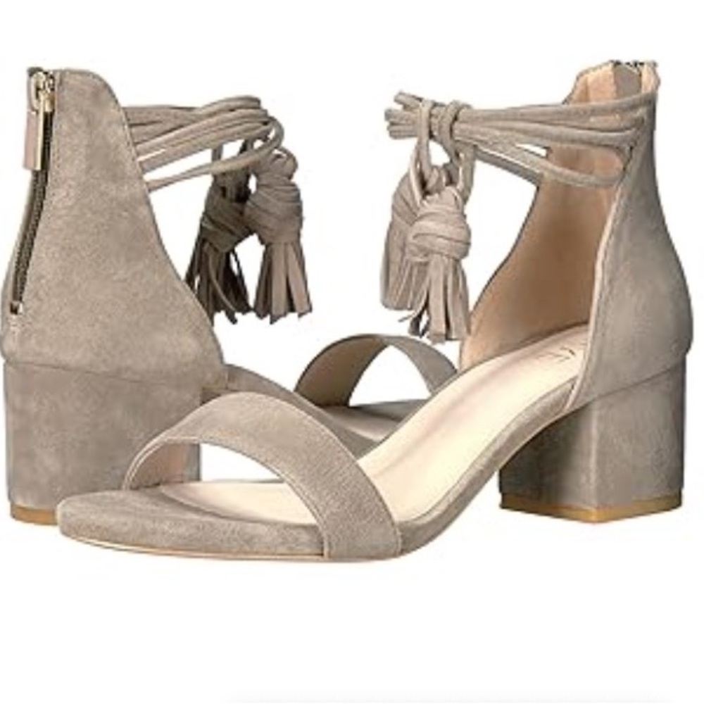 RAYE Carli Suede Tassel Shoes Sandals Gray Sage